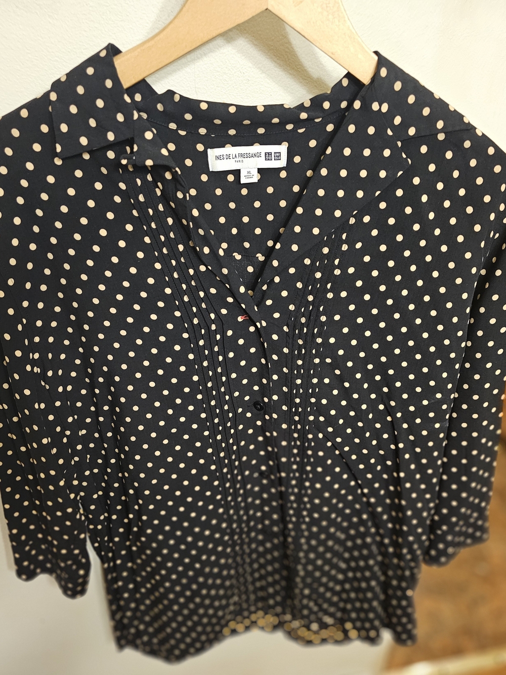 Inès de la Fressange Black Polka Dot Button-Down Blouse